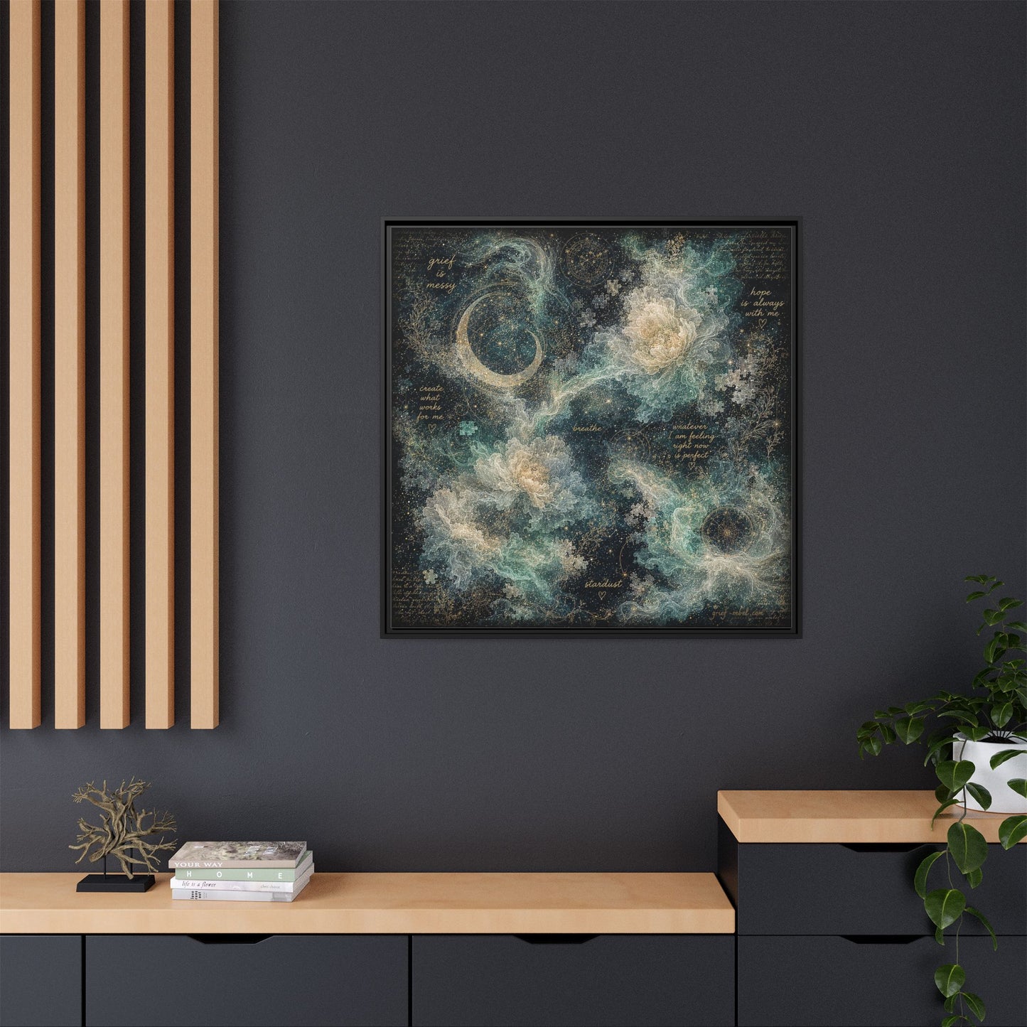 Grief Is Messy Celestial Canvas | Grief Rebel Inspirational Wall Art