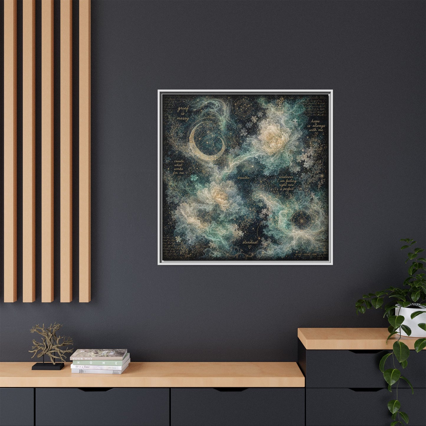 Grief Is Messy Celestial Canvas | Grief Rebel Inspirational Wall Art