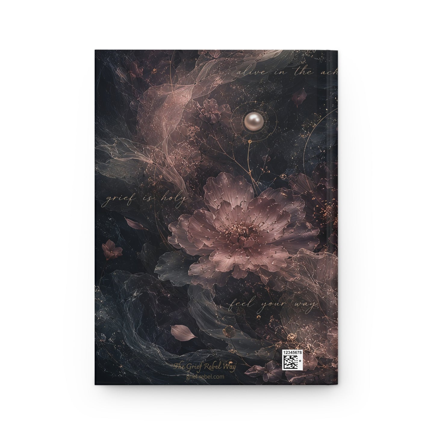 Hardcover Journal — Moody Floral Matte Notebook with Pearls & Script