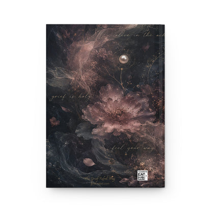 Hardcover Journal — Moody Floral Matte Notebook with Pearls & Script